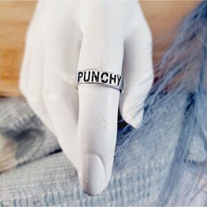 2/$25-New- Graphic Punk Ring- 17mm (Size 6.5 estimate)